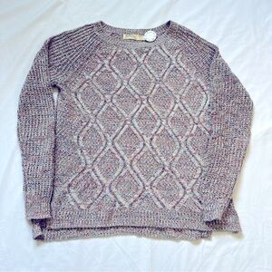 Faded Glory Rainbow Knit Sweater Cableknit Crewneck Slouchy M